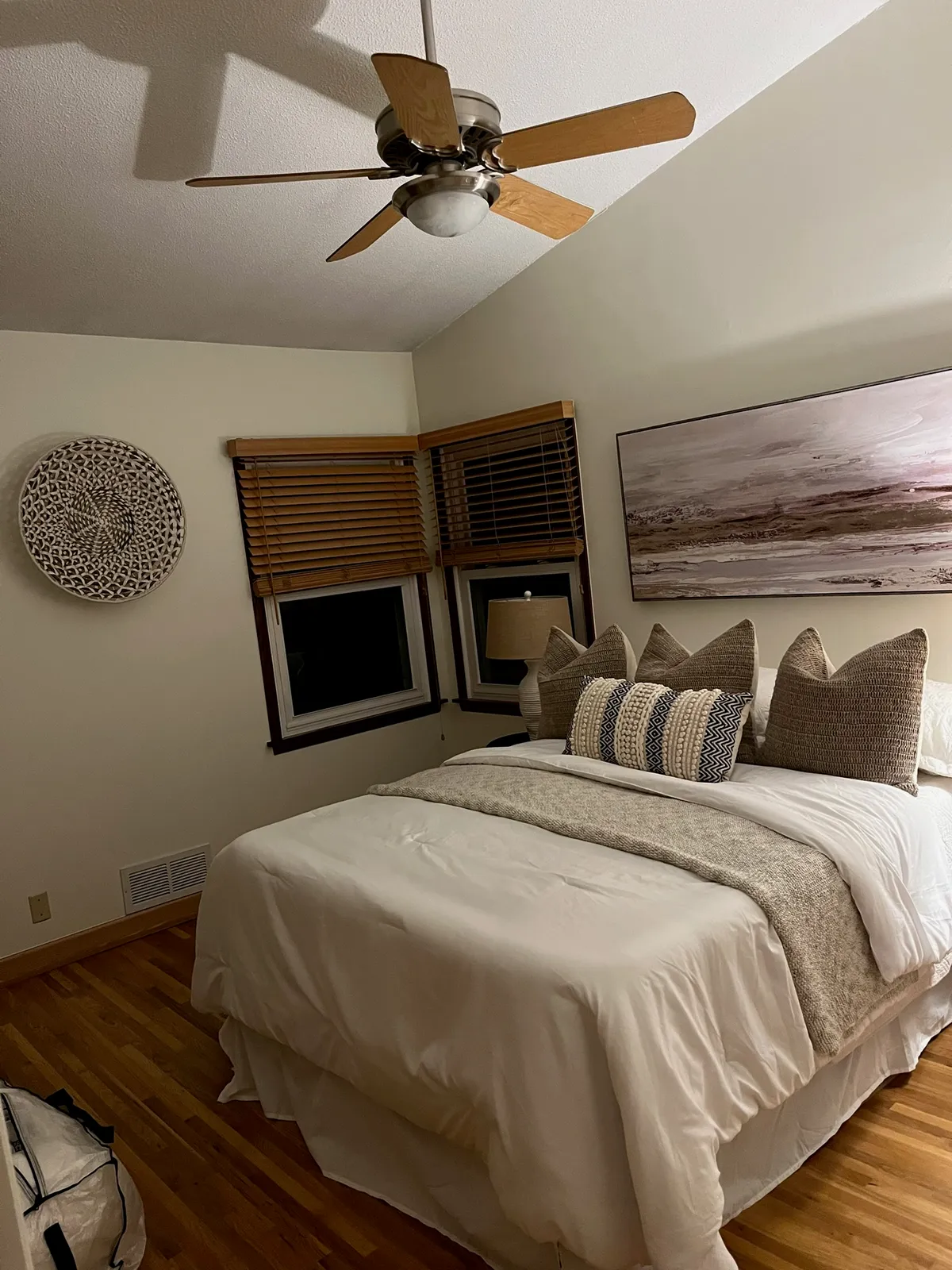 Beautifully painted living room interior with warm natural light